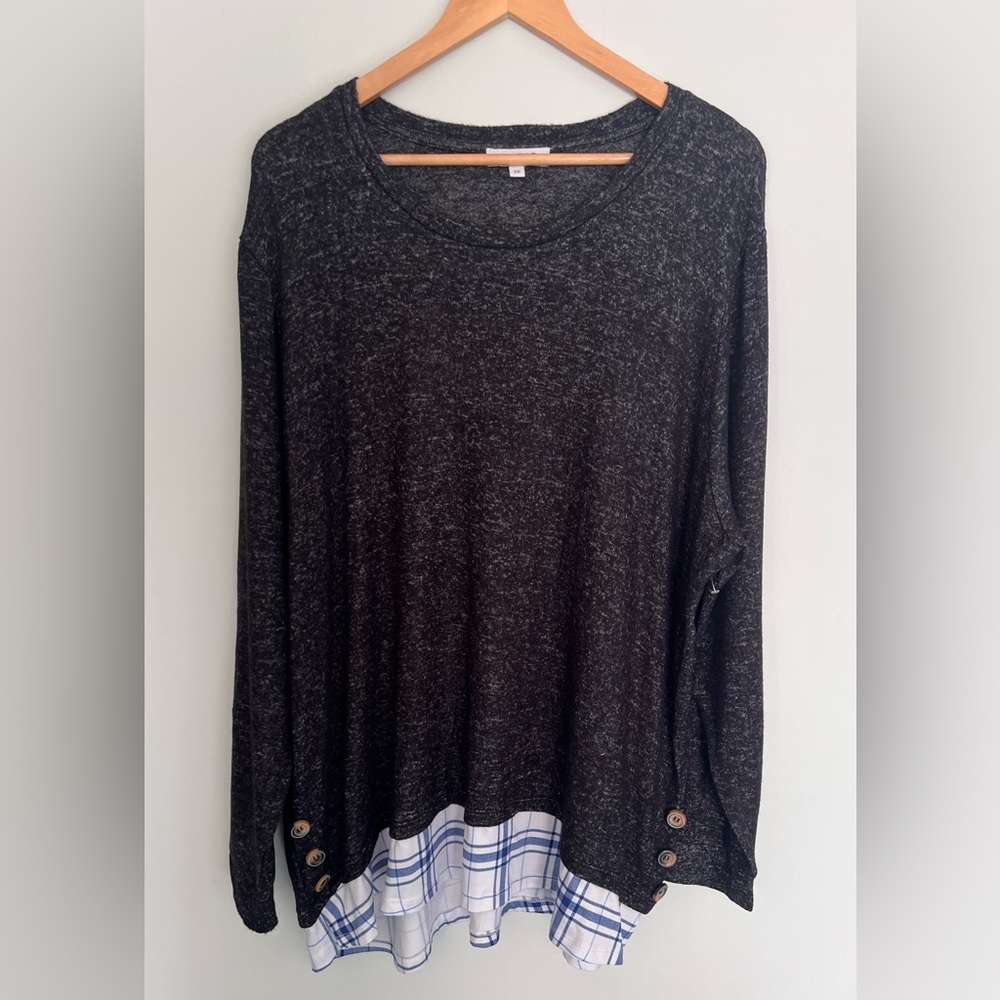Black and White Women's Top with Button Detail